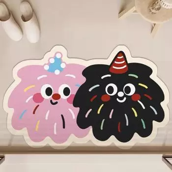 Fun Cartoon Bathroom Floor Mat Household Diatom Mud Style Bathroom Door Foot Mat Porch Entrance Door Mat 50X80cm