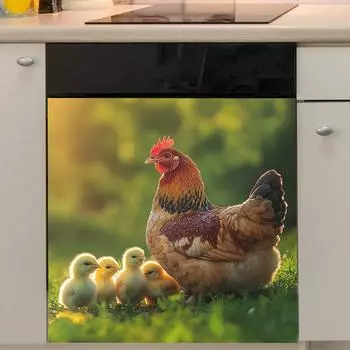 Fun-f331 Пасторальный петух Кухонные шкафы Посудомоечная машина Украшения для дома Наклейки Самоклеящиеся 34*34cm/fun-f331