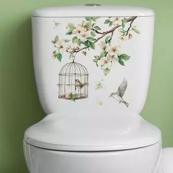 Fun-m230 Свежие ветки цветов клетка для птиц туалет ванная комната туалет с наклейками для украшения дома 29*29CM/fun-m230