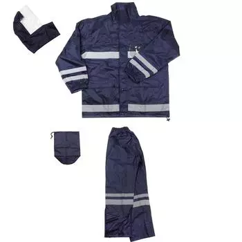 Funahashi Safety Rain Navy 4L Ультралегкий дышащий дождевик материал и (Светоотражающая грудь, спина, ноги, руки) тёмно-синий