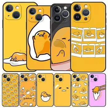 Funda Case For Apple iPhone 14 11 13 7 12 Pro 7 XR XS Max 8 Plus 6 14Pro 13Mini Black Soft Phone Coque Gudetama iPhone 14 Pro Max