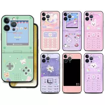 Funda Case For Apple iPhone 14 11 13 7 12 Pro 7 XR XS Max 8 Plus 6 14Pro 13Mini Black Soft Phone Coque Cartoon Panel Pattern iPhone 14 Pro Max
