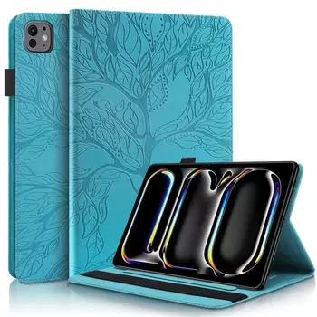 Funda For IPad Pro 11 13 2024 Case M4 Tree Embossed Folding Stand Wallet Cover For IPad Air 2024 Case 11 Inch 13 Inch M2 For iPad Air 11 2024 чёрный