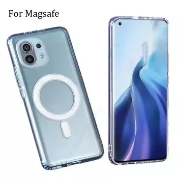 Funda For Xiaomi 14 Ultra 13 Pro For Magsafe Magnetic Transparent Phone Case For Mi 13 12X 12S 14 Pro 11 Ultra Wireless Charging Magsafe Tough Cover For Xiaomi 14 Ultra прозрачный