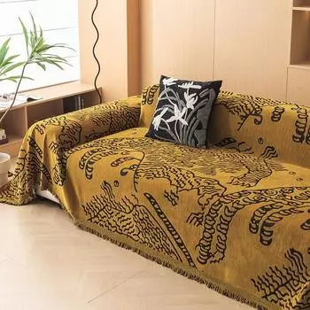 Funda Sofa Chenille Hawaii Tiger Pattern Sofa Mat Throw Blanket Autumn Winter Camping Picnic Sofa Cover 180x130