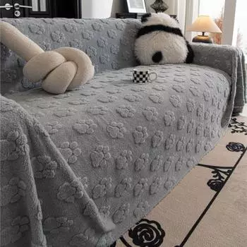 Funda Sofa Living Room Footprint Jacquard Толстый теплый диванный плед Зимний чехол Sherpa для кемпинга и пикника 180x90cm