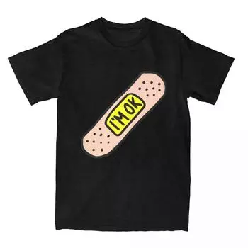 Funny Band Aid I m OK Apparel T-Shirts Men Women Extreme Sport Band-aid Awesome Summer Cloth S чёрный