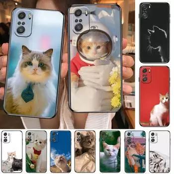 Чехол для телефона с забавным мультяшным котом для xiaomi redmi 11 Lite pro Ultra 10 9 8 MIX 4 FOLD 10T, черный силиконовый чехол на заднюю панель Prett xiaomi MIX 4