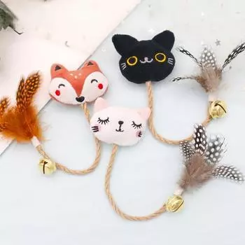 Забавная игрушка для кошек, колокольчик из перьев с кошачьей мятой, кукла в форме животного, веревка для домашних животных, жевательная игрушка для домашних животных, жевательный стержень для зубов