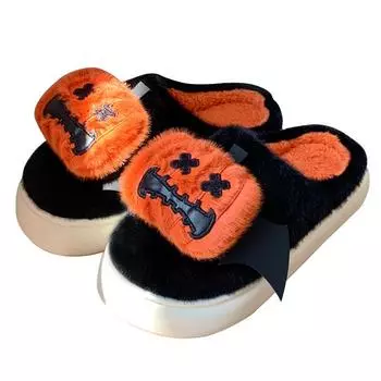Funny clown couple cotton slippers women s new winter, men s cotton shoes indoor and home wear thick soles increase 36 /37 [Suitable for 35-36 feet]