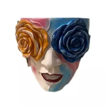 Funny Fairy Head Plant Pot Rose Eyes Succulents Flower Pot Creative Figure Planter Home Office Rose