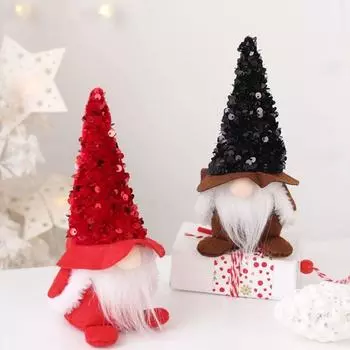 Funny INS Style Christmas Sequin Gnome Shiny Unique Santa Faceless Doll Handmade Dwarf Doll Ornaments New Year розовый