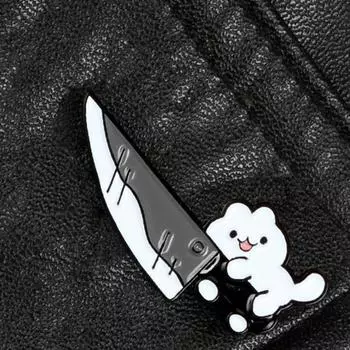 Забавный котенок с кинжалом, эмалированная брошь, украшения для одежды, сумки, рюкзаки, куртки, шляпа