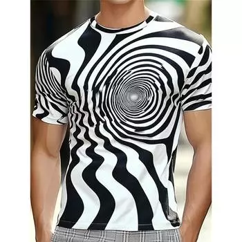 Funny Optical Illusion Graphic T Shirt For Men 3D Printed Art Abstract T-shirt Y2k Tops Harajuku Fashion Street Unisex Clothing S