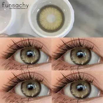 Funsachy 1 пара 2025 новые контактные линзы для глаз модные синие цвета натуральный цвет глаз коричневый зрачок серый ежегодные линзы