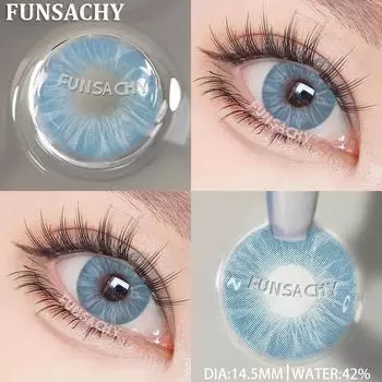 FUNSACHY 2 шт. Синие цветные контактные линзы, красивый зрачковый макияж глаз, натуральные мягкие контактные линзы для глаз, косметика для глаз, ежегодная