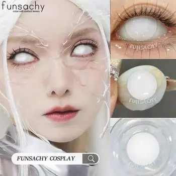 FUNSACHY 2 шт. слепые черные контактные линзы для косплея цветные белые контактные линзы красного цвета макияж глаз для Хэллоуина красота зрачки
