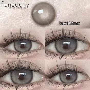 FUNSACHY Цветные серые зрачки Натуральные контактные линзы для глаз Коричневые цветные контактные линзы Красивая косметика Корейские мягкие линзы для глаз