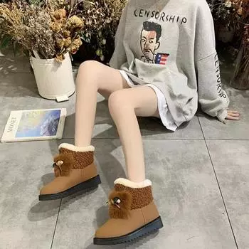 Fur Booties Ladies Snow Boots Chunky Female Shoes Ankle Platform Round Toe Boot Protective Winter Waterproof Non Slip Comfrtable 35