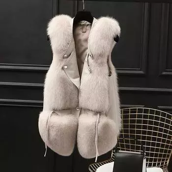Fur Jacket Vest Women s New Winter Short Imitation Fox Fur Vest Mao Mao Vest Fashion Vest Tide M 90~ 55 kg