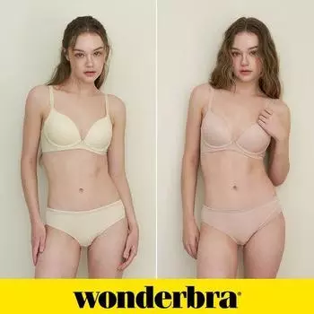 Fusing volume no-wire bra and panties 4-piece set cream + beige WBW4N3335_T 85C(100)