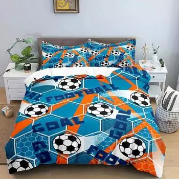 Футбольный комплект постельного белья King Size Простой черный белый стеганый чехол 3D Футбол Спорт для детей Мальчики Девочки Полиэстеровый комплект постельного белья 70x133cm 2pcs
