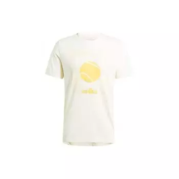 Футболка Adidas Aeroready Arc De Ball с принтом для тенниса, спортивная, с коротким рукавом и круглым вырезом, мужские топы цвета слоновой кости IS2414 L