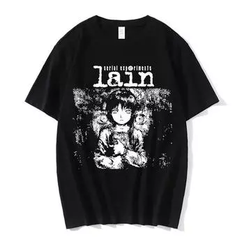 Футболка аниме-сериала Experiments Lain для мужчин и женщин, футболки с графическим принтом, унисекс, Iwakura Manga Girl, Sci Fi, футболка с коротким рукавом, унисекс, топы S бежевый