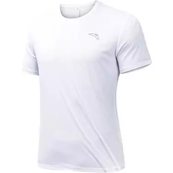 Футболка Anta Running Series с коротким рукавом и логотипом, однотонная, с круглым вырезом, мужская, чисто-белая 952425106-1 M