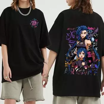 Футболка Arcane Jinx Graffiti Футболки Monkey Game Lovers Мужские и женские футболки Harajuku Casual с коротким рукавом Летние футболки в стиле хип-хоп Streetwea XXXL