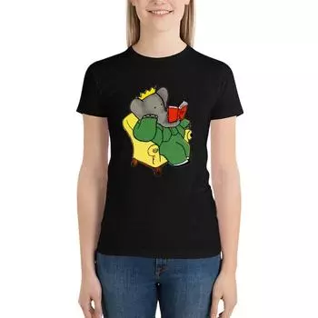 Футболка Babar In A Chair Женская одежда Kawaii Одежда Милая одежда Летняя одежда для женщин S белый