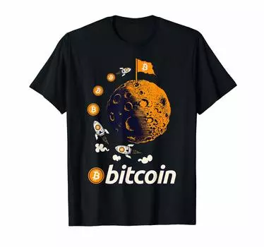 Футболка Bitcoin Moon Funny Crypto Cryptocurrency Blockchain чёрный