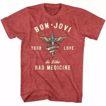 Футболка Bon Jovi Heart And Dagger Red Heather XXL
