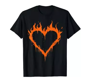 Футболка Burning Heart Y2K в стиле гранж чёрный