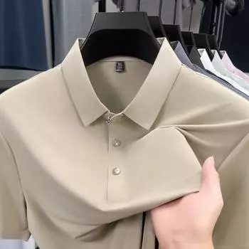 Футболка Direct с короткими рукавами, средне-синяя, однотонная, повседневная, из шелка, мужская рубашка поло M