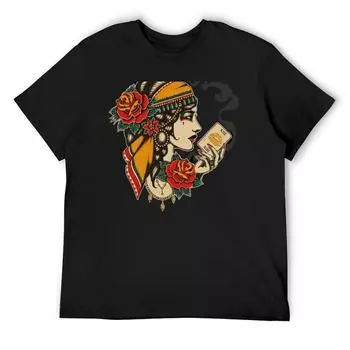 Футболка Dirty Honey Fortune Teller Tarot Card Classic, синяя, архив, корейская мода, аниме, фигурки, графика, наряды для мужчин S белый