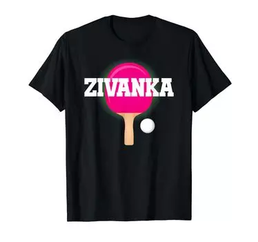 Футболка для девочек с ракеткой для настольного тенниса и пинг-понга Zivanka Name чёрный
