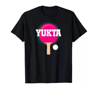 Футболка для девочек с ракеткой для настольного тенниса и пинг-понга Yukta Name чёрный