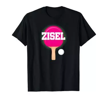 Футболка для девочек с ракеткой для настольного тенниса и пинг-понга Zisel Name чёрный