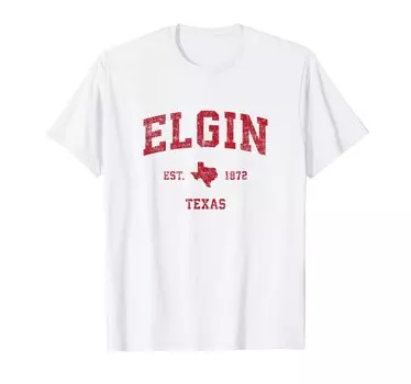 Футболка Elgin Texas TX Vintage Sports Design с красным принтом