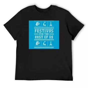 Футболка Festivus For The Rest Of Us в синем цвете Футболки с аниме-фигурками Футболки с графическим принтом Для мальчиков Белые Эстетическая одежда Мужские футболки S белый