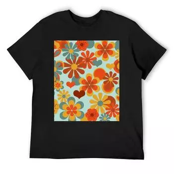 Футболка Flower Power 70-х годов, винтажная одежда, блузка, простая одежда для мужчин S белый