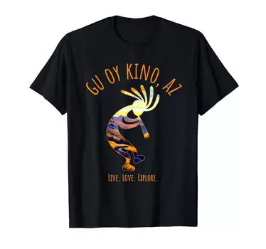 Футболка Gu Oy Kino Arizona USA Dancing Kokopelli с дизайном Southwest чёрный
