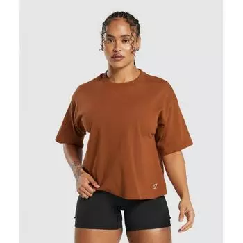 Футболка GYMSHARK из тяжелого хлопка медно-коричневого цвета B7A1T NCCY