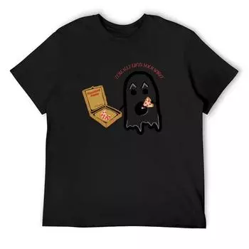 Футболка Haunted Pizza Большие размеры Топы Blanks Аниме Фигурки Большие размеры Дизайнерская футболка для мужчин S белый