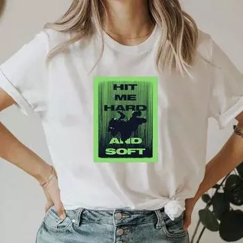 Футболка Hit Me Hard And Soft унисекс с зеленым постером B-Billie E-Eilish, новым альбомом, футболка Hit Me Hard And Soft в стиле ретро с альбомом S белый