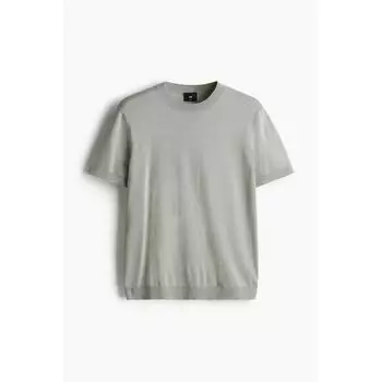 Футболка HM slim fit Fine Knit, цвет зеленый XS