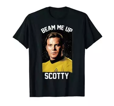 Футболка Kirk Beam Me Up из оригинального сериала Star Trek чёрный