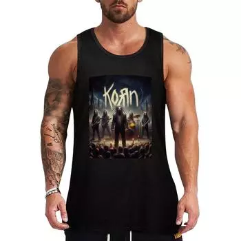Футболка Korn Band, майка, летняя одежда для мужчин, спортивная одежда, мужская футболка для фитнеса и спортзала S чёрный