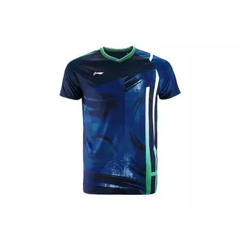 Футболка Li Ning Badminton Series Quick-Dry Cool Competition Sports с коротким рукавом для мужчин, цвет королевский синий AAYR193-1 M